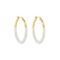 [925純銀]不規則圓圈滴膠實心耳環 - 18K金色【白色滴釉款】, 925银