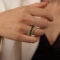 [316L鈦鋼]輕奢個性彩鋯戒指 - A707-金色绿锆石戒指, 7号