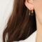 [銅]幾何彩釉設計耳環 - F1113-绿色彩釉包包耳环