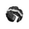 [925純銀]不規則錫箔紋理寬版戒指 - 黑色+银色, 开口可调节