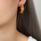 [316L鈦鋼]多色彩砝碼彩釉耳環 - F1251-黑彩釉耳环