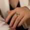 [316L鈦鋼]輕奢個性彩鋯戒指 - A707-金色绿间白锆石戒指, 7号