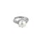 [銅]輕奢滿鉆花苞珍珠戒指 - 花苞珍珠戒指（白金色）, 铜（开口可调节）