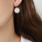 [銅]中古圓珠樹脂耳環 - F232-白色耳环