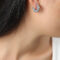 [316L鈦鋼]法式鑲鉆C型耳環 - F977-钢色白钻耳环