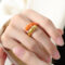 [316L鈦鋼]彩軸琺瑯工藝戒指 - A586-橙彩釉金色戒指
