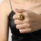 [316L鈦鋼]微鑲鉆水滴戒指 - A626-彩钻金色戒指