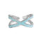 [925純銀]雙層交叉藍色滴釉開口戒指 - JA805款, 开口可调节