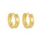 [925純銀]個性圓珠邊豎紋鑲鑽耳扣 - 18K金色, 925银