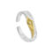 [925純銀]個性肌理質感素圈戒指 - 银色+18K金色, 开口可调节