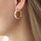 [316L鈦鋼]氣質幾何彩軸耳環F1185 - F1185-白彩釉金色耳环