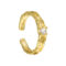[925純銀]不規則紋理鋯石開口戒指 - 18K金色【14号/可调节】, 开口可调节