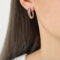 [316L鈦鋼]ins彎鉤紋理耳環 - F1190-网状钢色耳环
