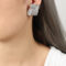 [316L鈦鋼]十字編織金方形耳環 - F1075-钢色耳环