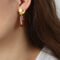 [銅]幾何暈染樹脂耳環 - F179-金色心形棕红耳坠