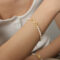 [316L鈦鋼]淡水珍珠圓珠串珠手鏈E056 - E056-金色手链