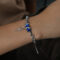 [316L鈦鋼]雙層鑲嵌彩色鋯石手鏈 - NE004-蓝锆石钢色手链
