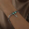 [316L鈦鋼]雙層鑲嵌彩色鋯石手鏈 - NE004-绿锆石钢色手链