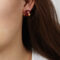 [銅]幾何彩釉設計耳環 - F1113-方块红彩釉耳环
