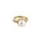 [銅]輕奢滿鉆花苞珍珠戒指 - 花苞珍珠戒指（黄金色）, 铜（开口可调节）
