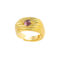 [925純銀]線條褶皺感鑲嵌玻璃戒指 - 18K金色【紫石款】, 开口可调节