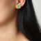 [316L鈦鋼]圓形松石白貝耳環 - F1347-绿圆孔耳环