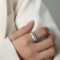 [316L鈦鋼]回形針琺瑯彩軸戒指 - A636-白彩釉钢色戒指, 7号