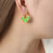 [316L鈦鋼]彩軸牛角包耳環 - F260-绿彩釉金色耳环