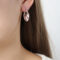 [316L鈦鋼]彩軸牛角包耳環 - F260-粉彩釉钢色耳环