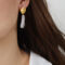 [銅]幾何暈染樹脂耳環 - F178-金色圆形白耳坠