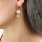 [316L鈦鋼]珍珠鋼珠拼接耳環F308 - F308-椭圆金色耳环-4.2x1.4cm