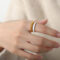 [316L鈦鋼]個性雙層滴釉戒指A580 - A580-白彩釉金色戒指, 7号