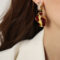 [銅]彩釉奶牛花紋耳釘F1163 - F1163-红彩釉耳环-55x27mm