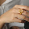 [316L鈦鋼]創意幾何個性戒指A654 - A654-OT扣金色戒指, 6号