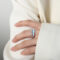 [316L鈦鋼]回形針琺瑯彩軸戒指 - A636-蓝彩釉钢色戒指, 7号