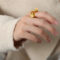 [316L鈦鋼]輕奢時尚扭曲戒指A028 - A028-金色戒指, 6号