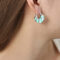 [316L鈦鋼]彩軸牛角包耳環 - F260-蓝彩釉钢色耳环