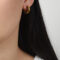 [316L鈦鋼]法式鑲鉆C型耳環 - F977-金色绿钻耳环