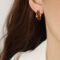 [銅]幾何彩釉設計耳環 - F1113-棕彩釉捷克钻耳环