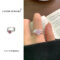 [鍍銀]輕奢個性設計戒指 - 694粉色锆石（6号开）, 开口可调节