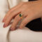 [316L鈦鋼]祖母綠愛心鋯戒指 - A715-金色镶锆钻戒指