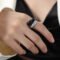 [316L鈦鋼]彩軸琺瑯工藝戒指 - A586-黑彩釉钢色戒指