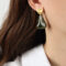 [銅]幾何暈染樹脂耳環 - F179-金色心形绿耳坠