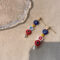 [925銀針]設計串珠珍珠耳環 - C-685花的颜色随机发