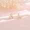 [999足銀]粉色花朵珍珠耳釘YC9012E - 粉色花朵珍珠耳钉-黄金色, 足银