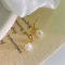 [925純銀]氣質小眾珍珠鋯石耳釘YC8736E - 珍珠锆石耳钉-黄金色, 925银