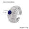 [316L鈦鋼]螺紋天然石虎眼石戒指A601 - A601-钢色蓝滴油戒指, 7号