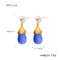 [316L鈦鋼]韓版仿珍珠樹脂耳環F1119 - F1119-金色蓝树脂耳环