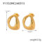 [316L鈦鋼]時尚簡約幾何紋理耳環 - F1332-金色耳环