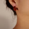 [316L鈦鋼]韓版砝碼彩釉耳扣 - F325-金色红彩釉耳环